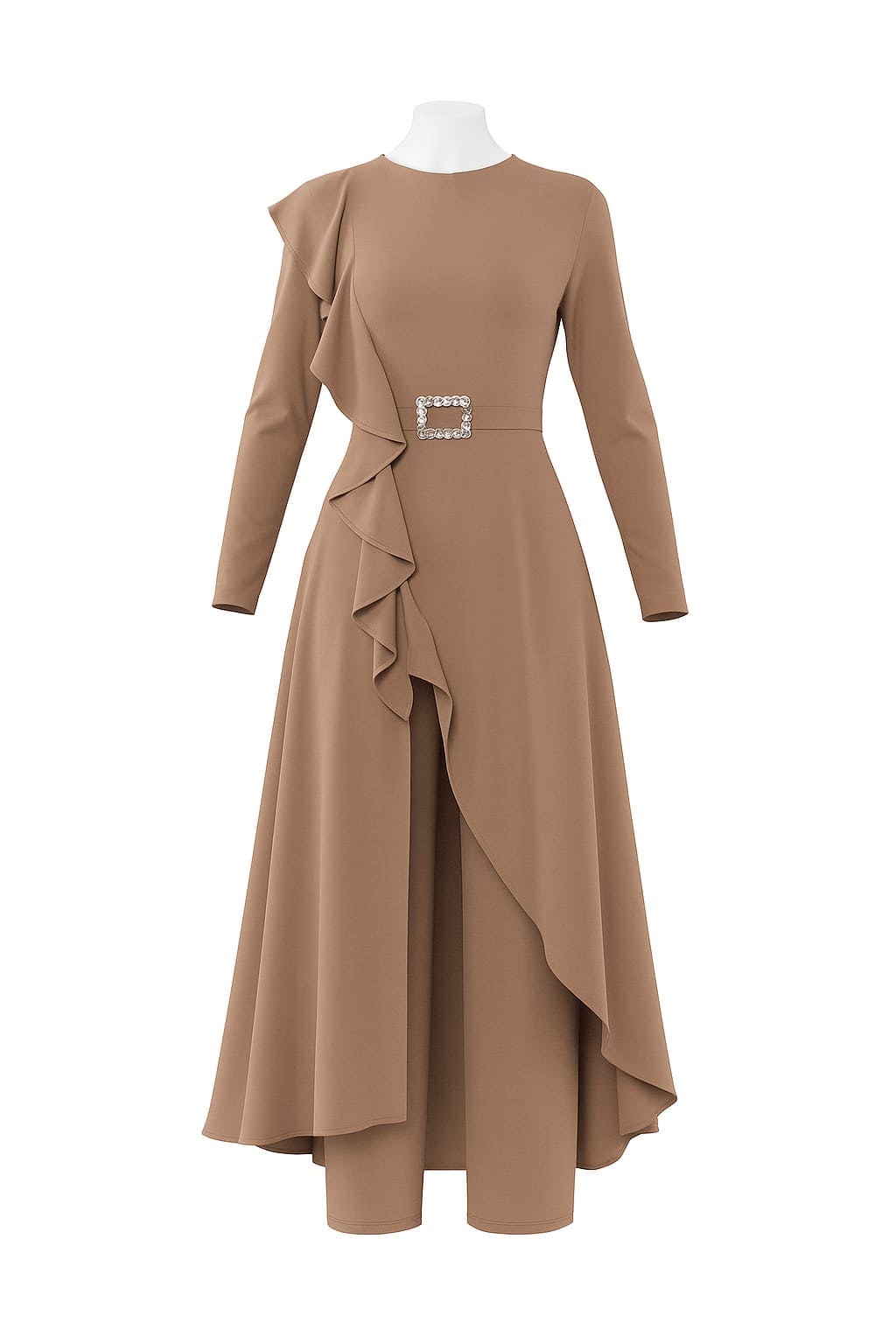 Mehlish Fashion Brand – Elegant Ruffle Belted Maxi Set